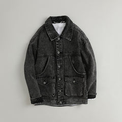 Men's denim jacket, vintage washed denim jacket