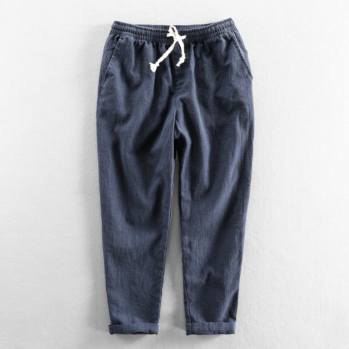 Summer elastic waist cotton linen pants, loose casual linen pants