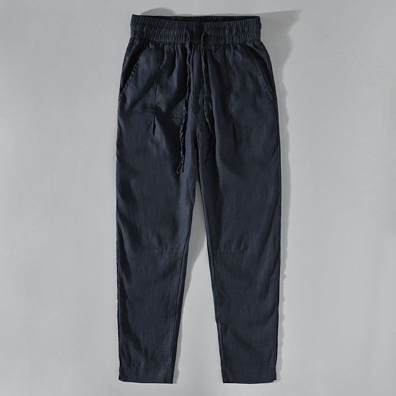 Summer Linen Ankle Pants, Casual Loose Linen Tapered Pants