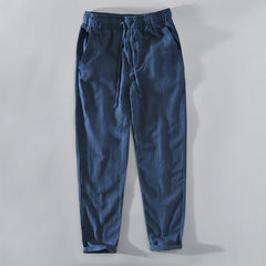 Elastic waist summer pants, cotton linen ankle pants,