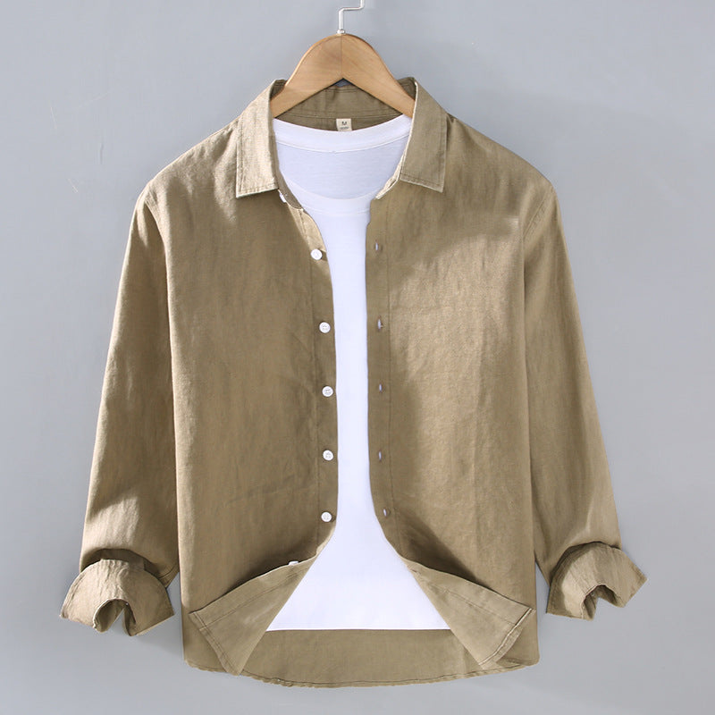 Long Sleeve Linen Shirt, 7 Colours 100% Linen Shirt, Men's Summer Shirt