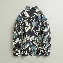 Printed Linen Jacket, Men's Loose Casual Cotton Linen Jacket