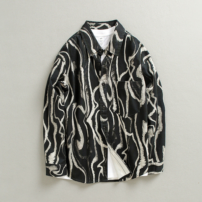 Loose Printed Jacket, Vintage Casual Cotton Jacket