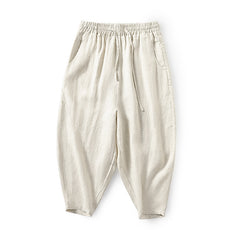 Men's linen harem pants, vintage loose linen ankle pants