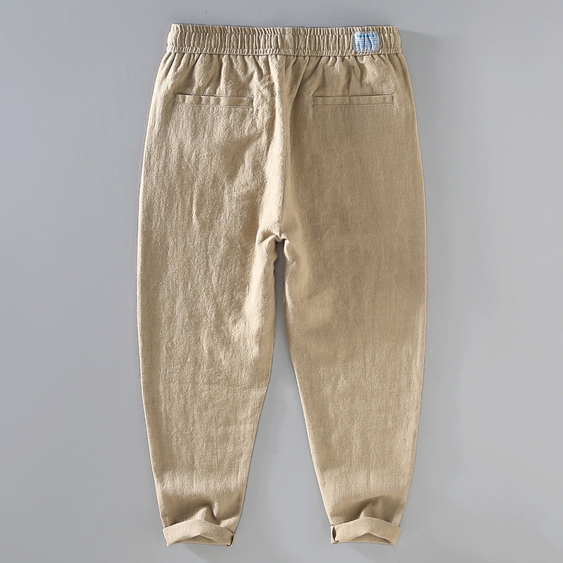 Summer Cotton Linen Ankle Pants, Casual Loose Cotton Linen Tapered Pants