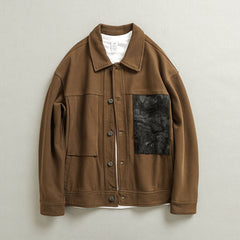 Men's patchwork cotton jacket, loose casual cotton jacket