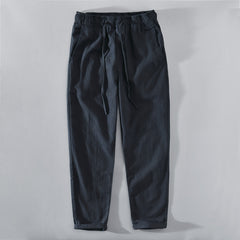 Elastic waist summer pants, cotton linen ankle pants,