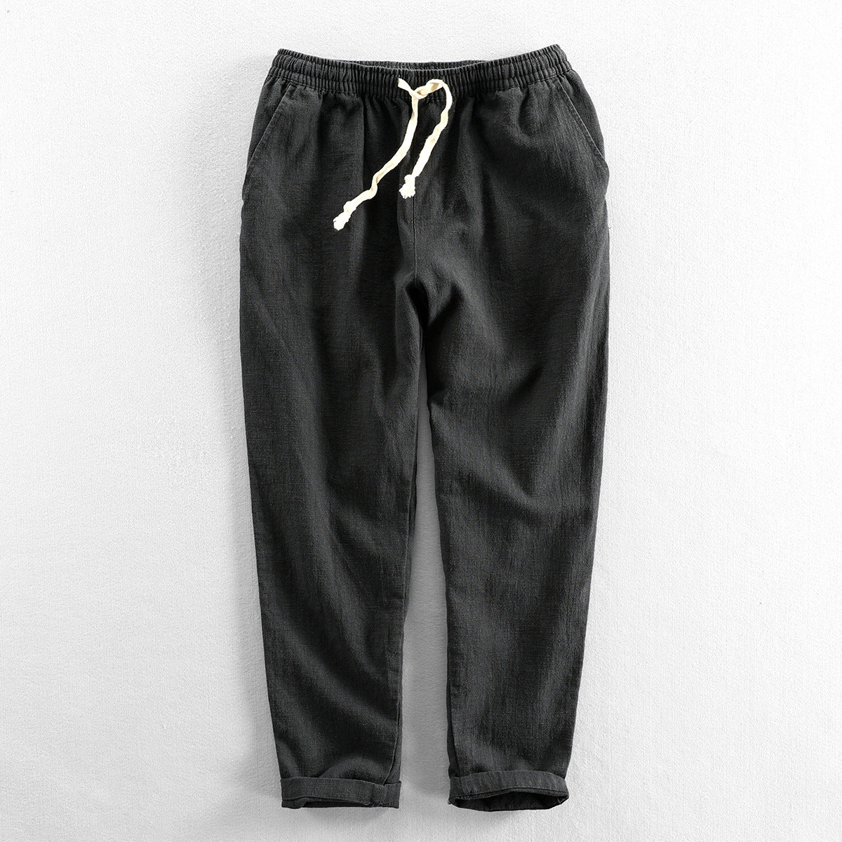 Summer elastic waist cotton linen pants, loose casual linen pants