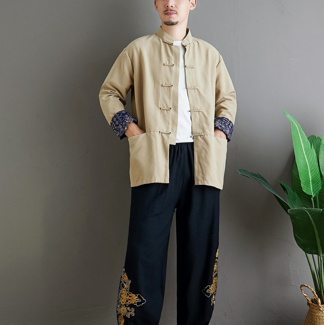 Chinese Cotton and Linen Casual Jacket, Chinese Frog Button Jacket, Bruce Lee Kung Fu Jacket