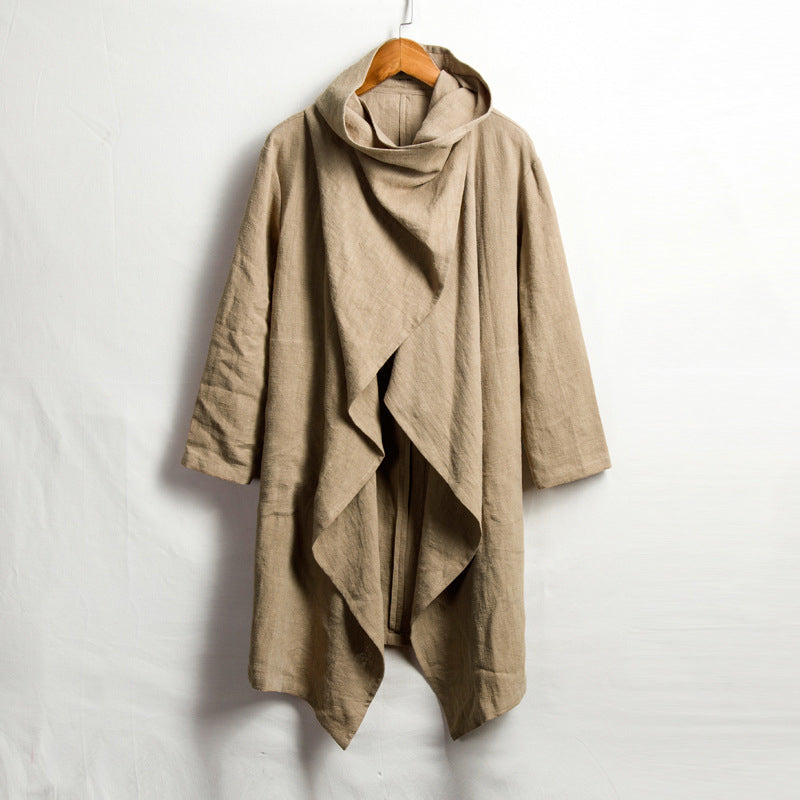 Men's Vintage Cotton-Linen Jacket, Cotton-Linen Cape